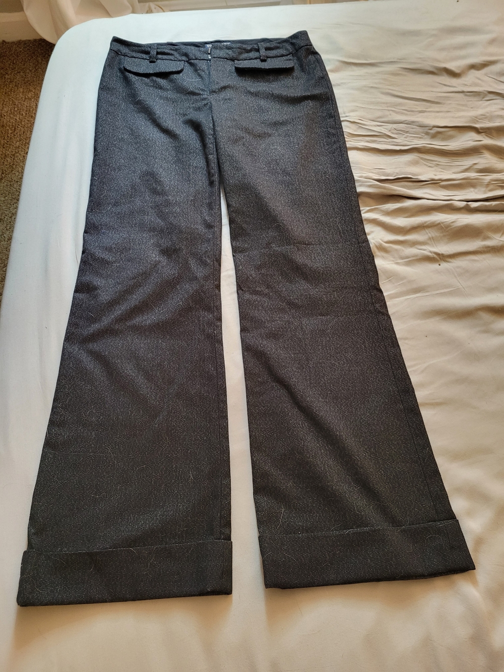 Banana Republic Black With Hints Of Silver Wide-Leg Dress Pants